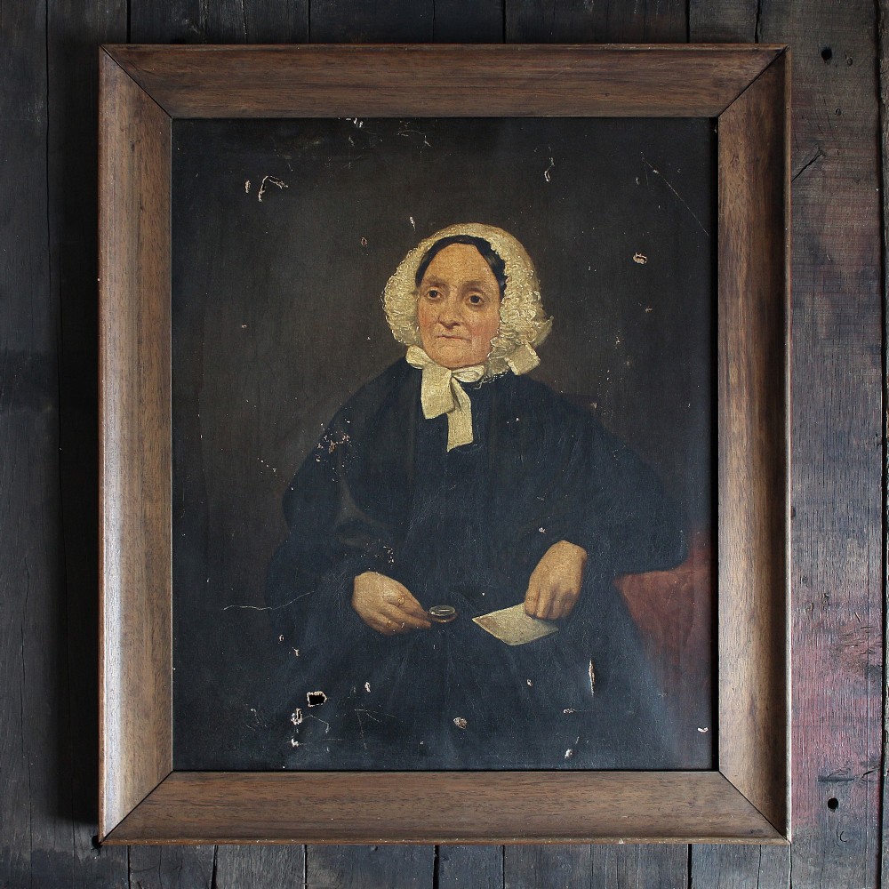Portrait Of A Woman With A Reading Glass & Letter, Antique Painting, Victorian