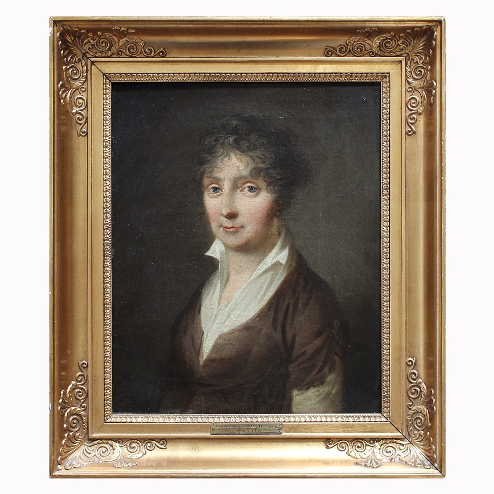 Attr. C A Lorentzen, Portrait Of Barbara Brorson, Antique Oil Painting