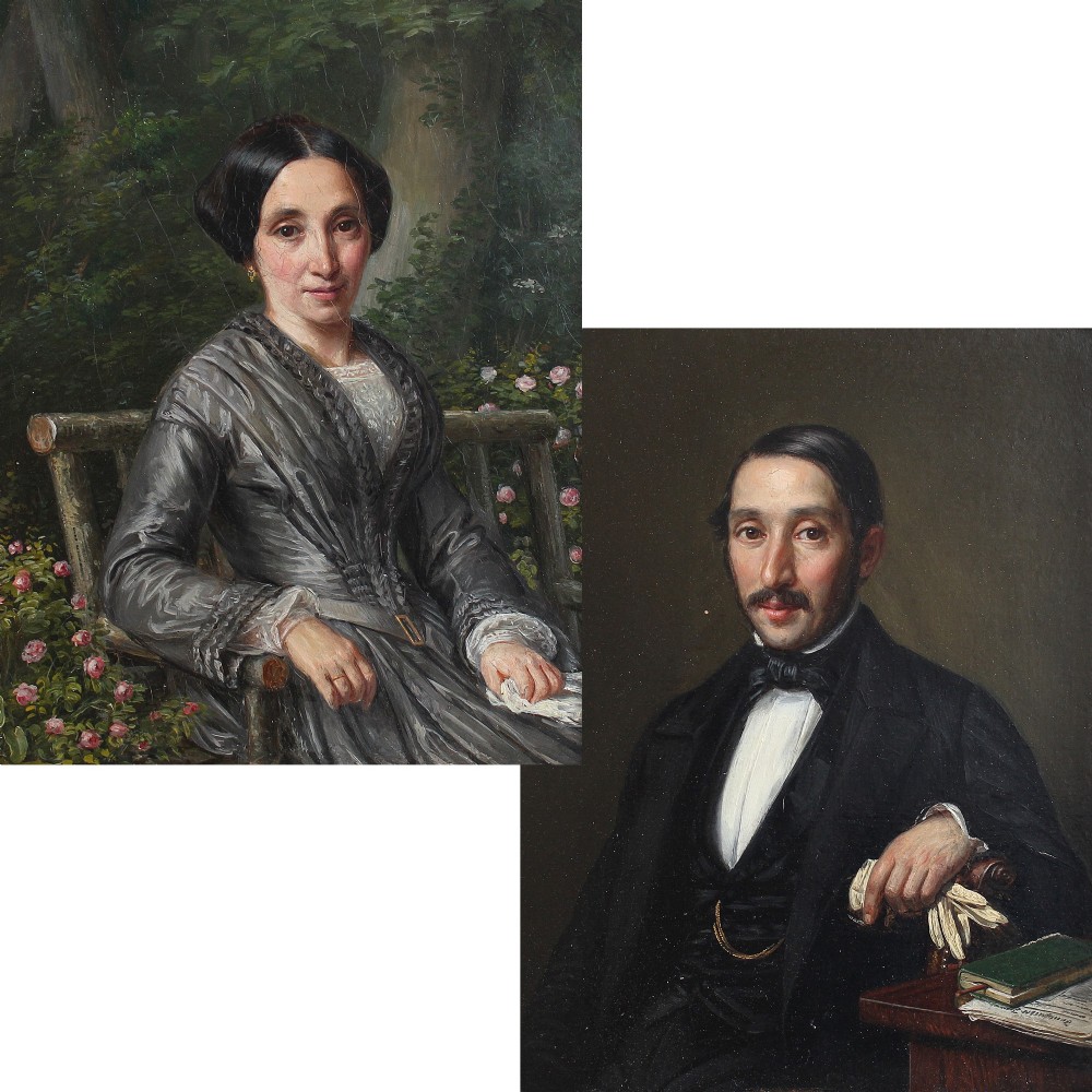 Pair Of Original Portraits, Oil Painting, 19th Century Art, French, Small