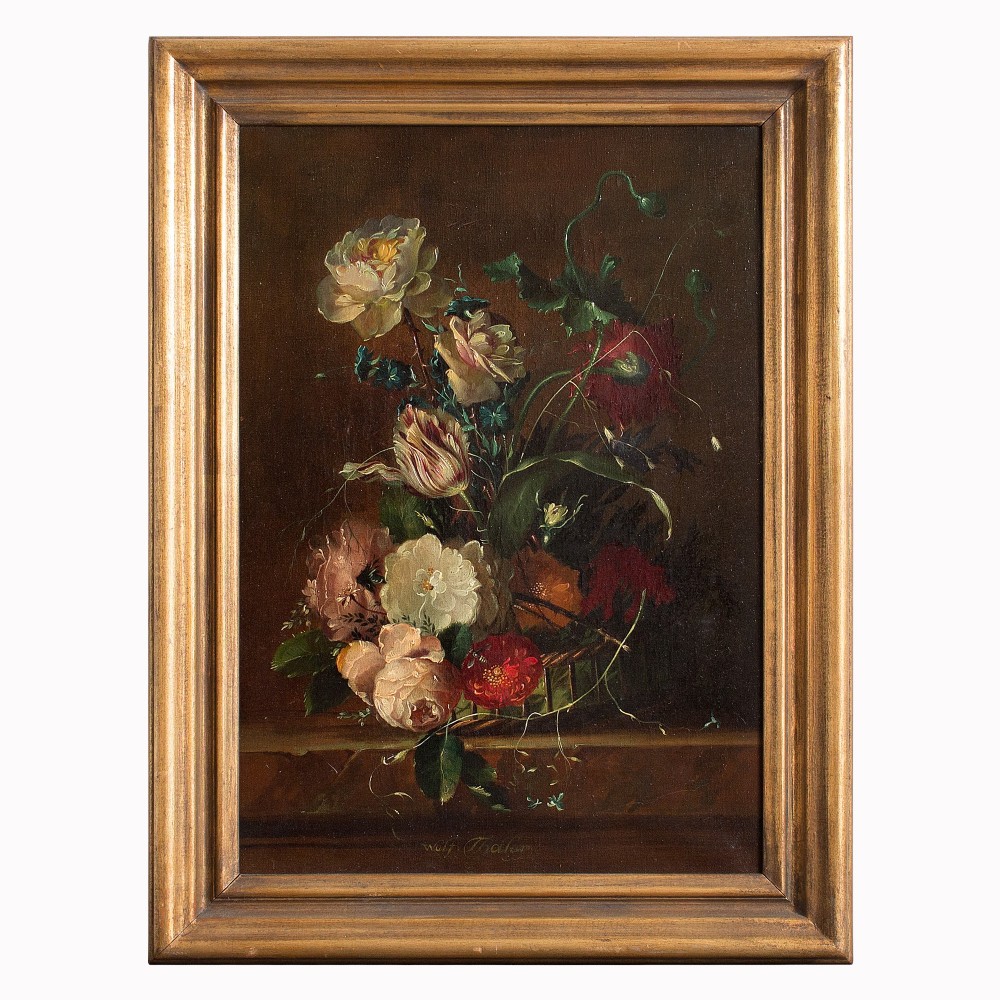 Wolf Thaler, Still Life With Flowers, Oil Painting