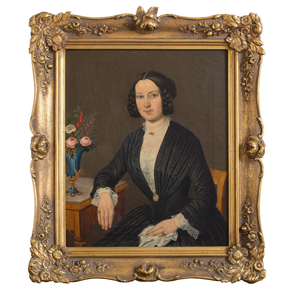 19th Century Portrait Of A Lady With Flowers