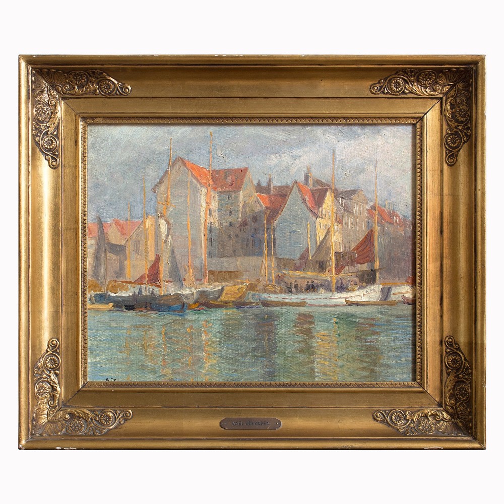 1920s, Axel Johansen, Harbour Scene Near Copenhagen