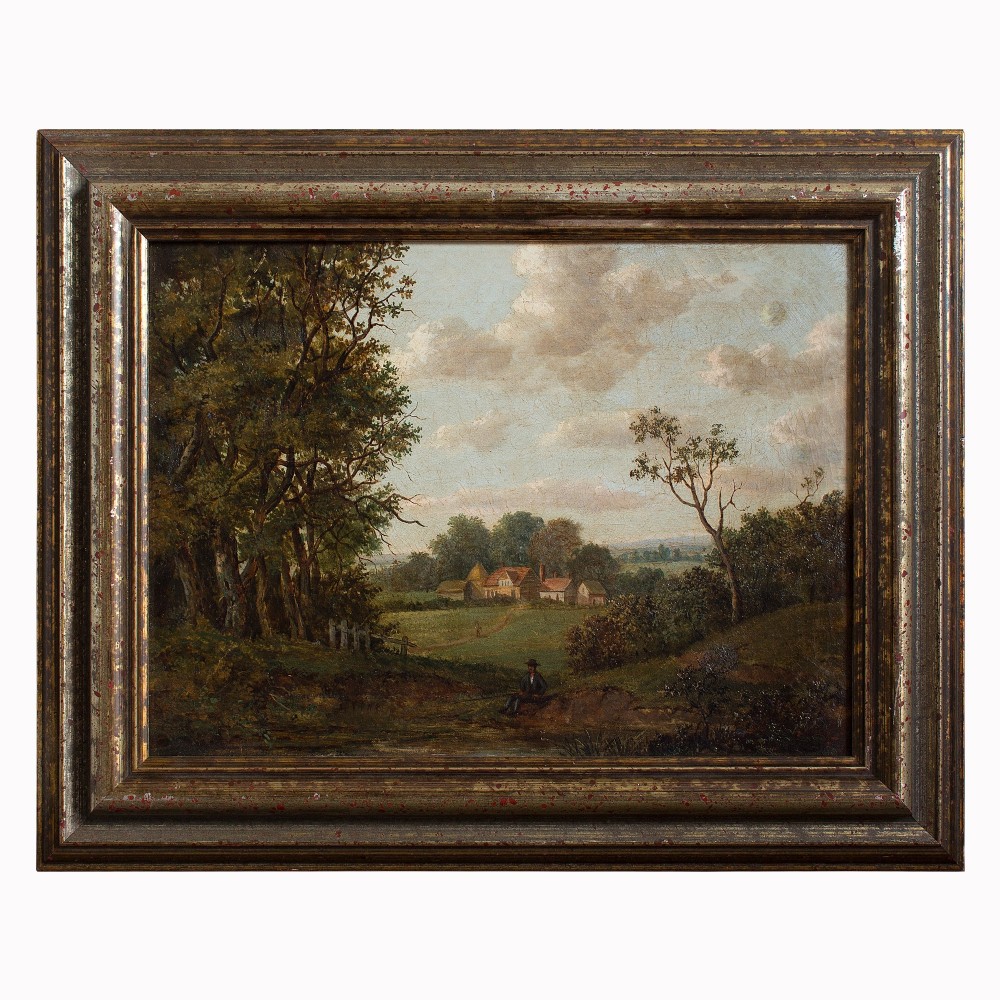 19th-Century English Wooded Landscape Painting