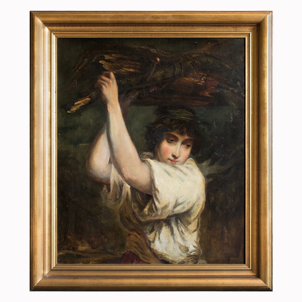 19th-Century Portrait Of A Girl Carrying Firewood