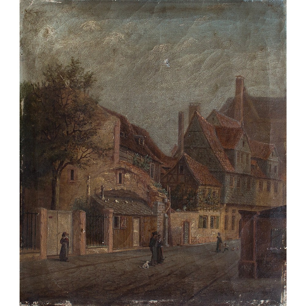 Georg Adam Strohecker, Village Scene with Figures