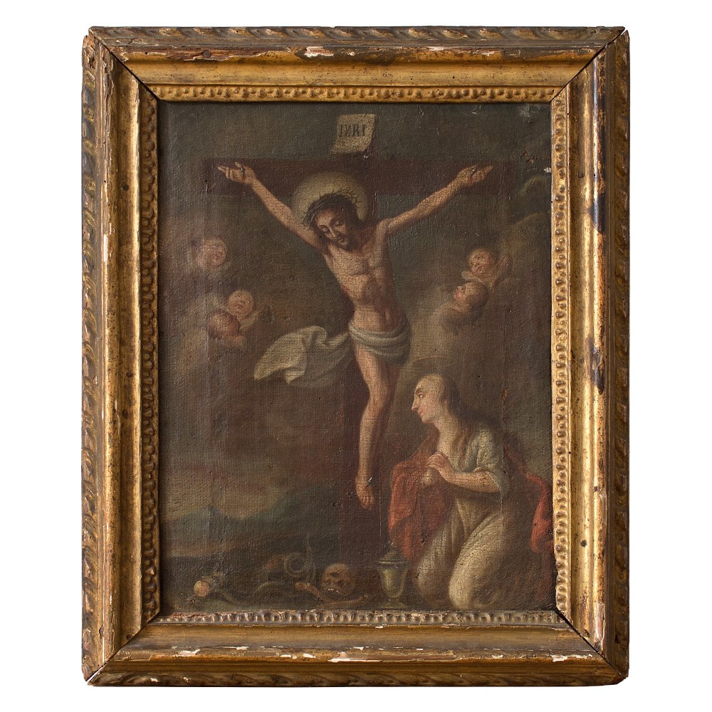 18th-Century Crucifixion With The Virgin Mary And Cherubs