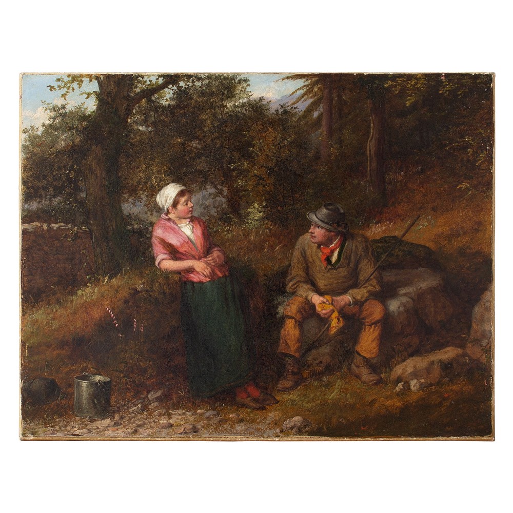19th Century English Oil Painting, William III Bromley, Lovers' Rest