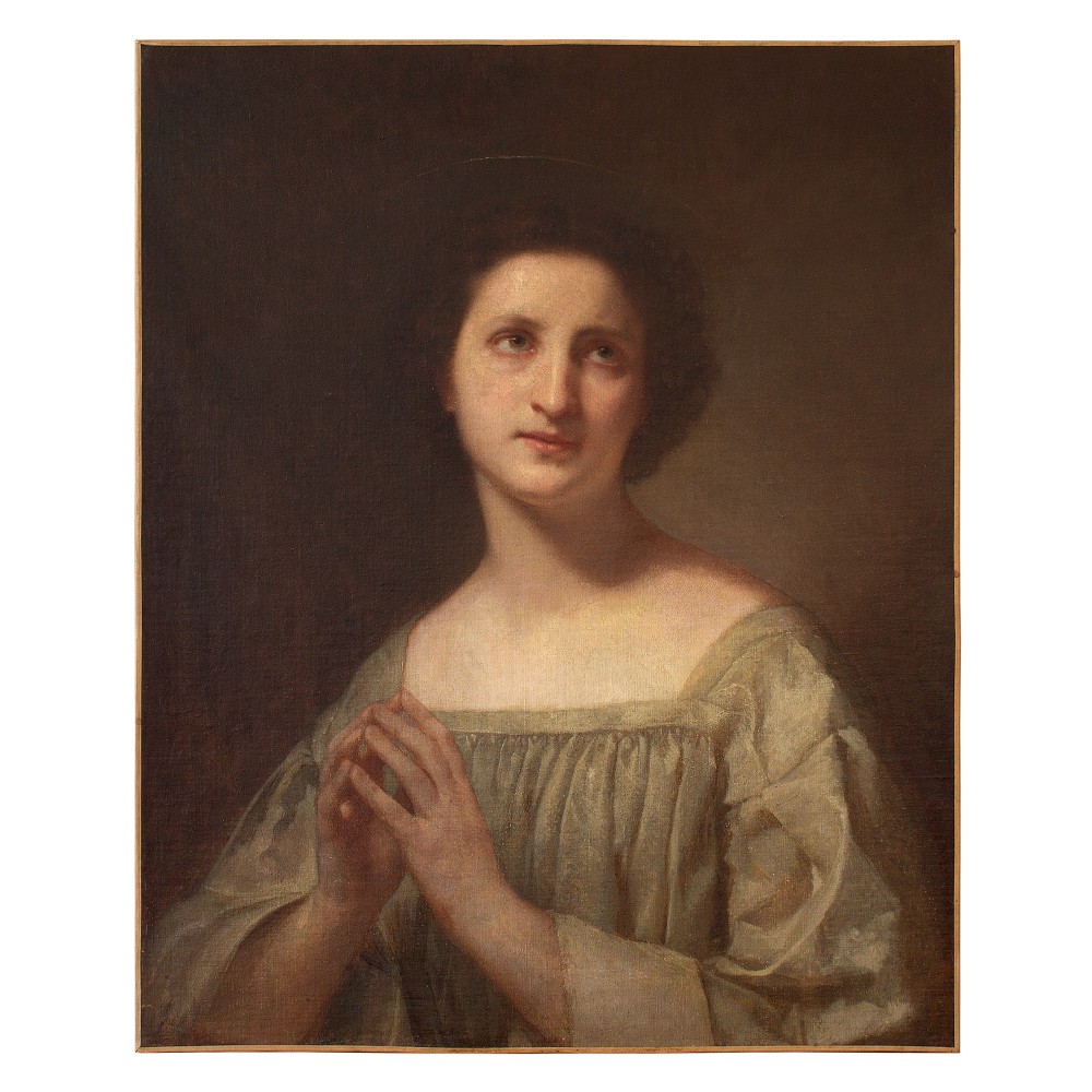 19th-Century French School Portrait Of A Female Saint At Prayer