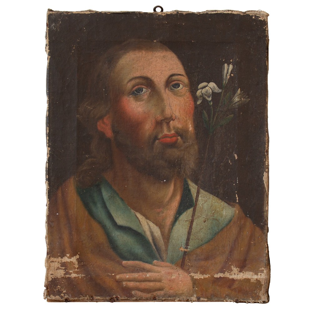 19th-Century German School Portrait Of A Saint With White Flowers