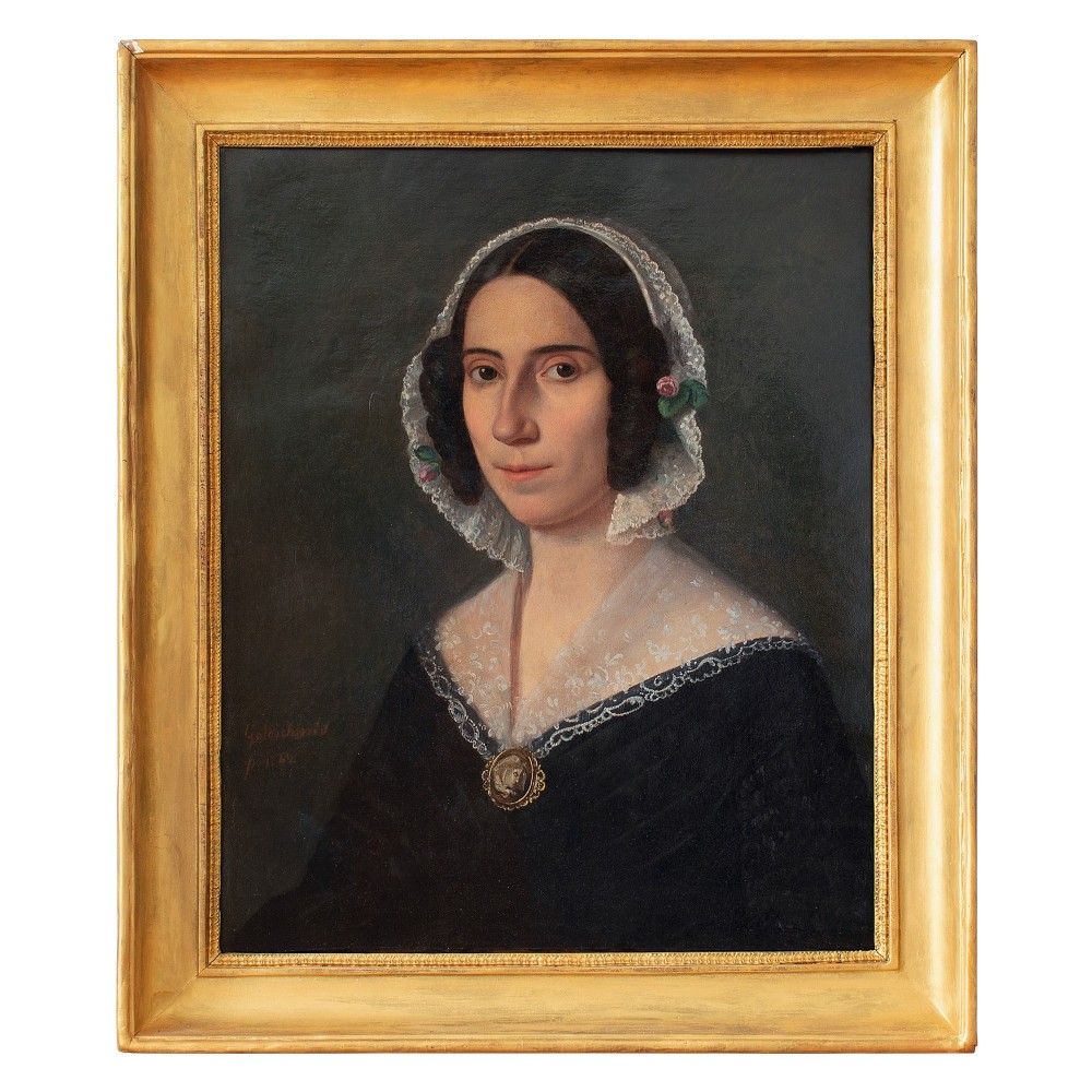 Hermann Goldschmidt, Portrait Of A Lady With A Cameo