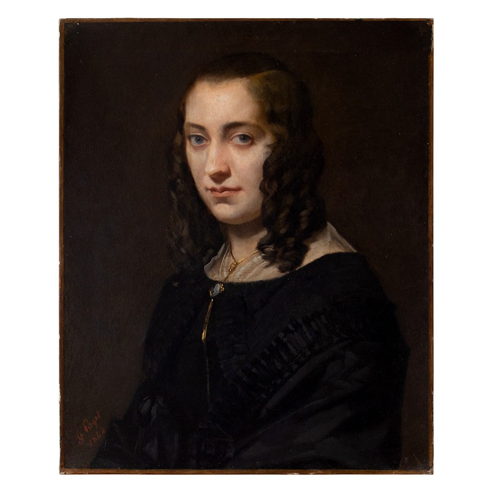 Germain Paget, Portrait Of A Young Lady In Black, 19th Century Oil Painting