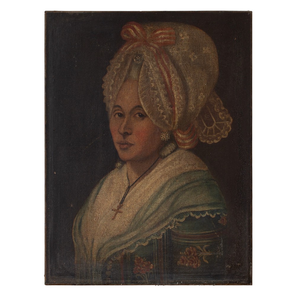 18th-Century French School Portrait Of A Lady with A Bonnet, Oil Painting