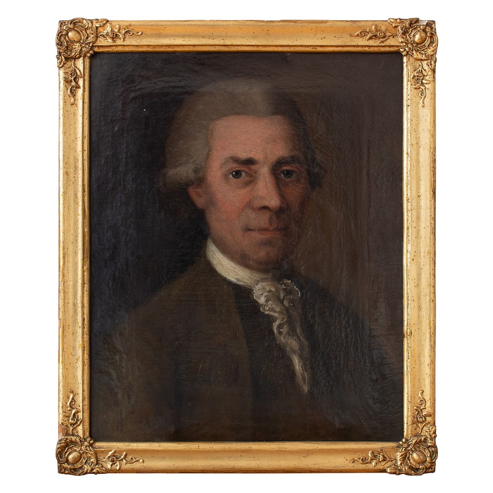 Swedish School, 18th-Century Portrait Of A Gentleman, Antique Oil Painting