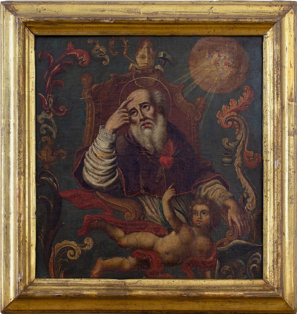 After Gottfried Bernhard Goz, Saint Augustine, 18th-Century Oil Painting