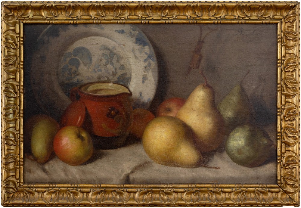 Auguste Braekevelt, Still Life With Fruit, 19th Century Antique Oil Painting