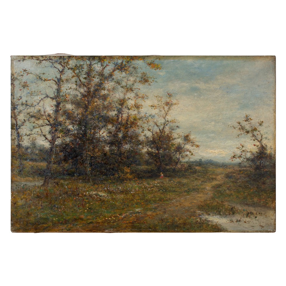 19th-Century English School, Rural Landscape With Track, Antique Oil Painting