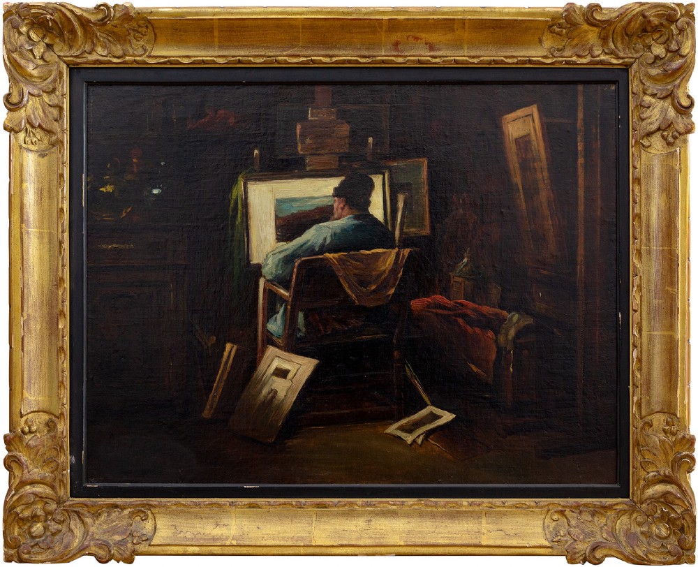 Jos Impens, The Painter At Work, 19th Century Oil Painting