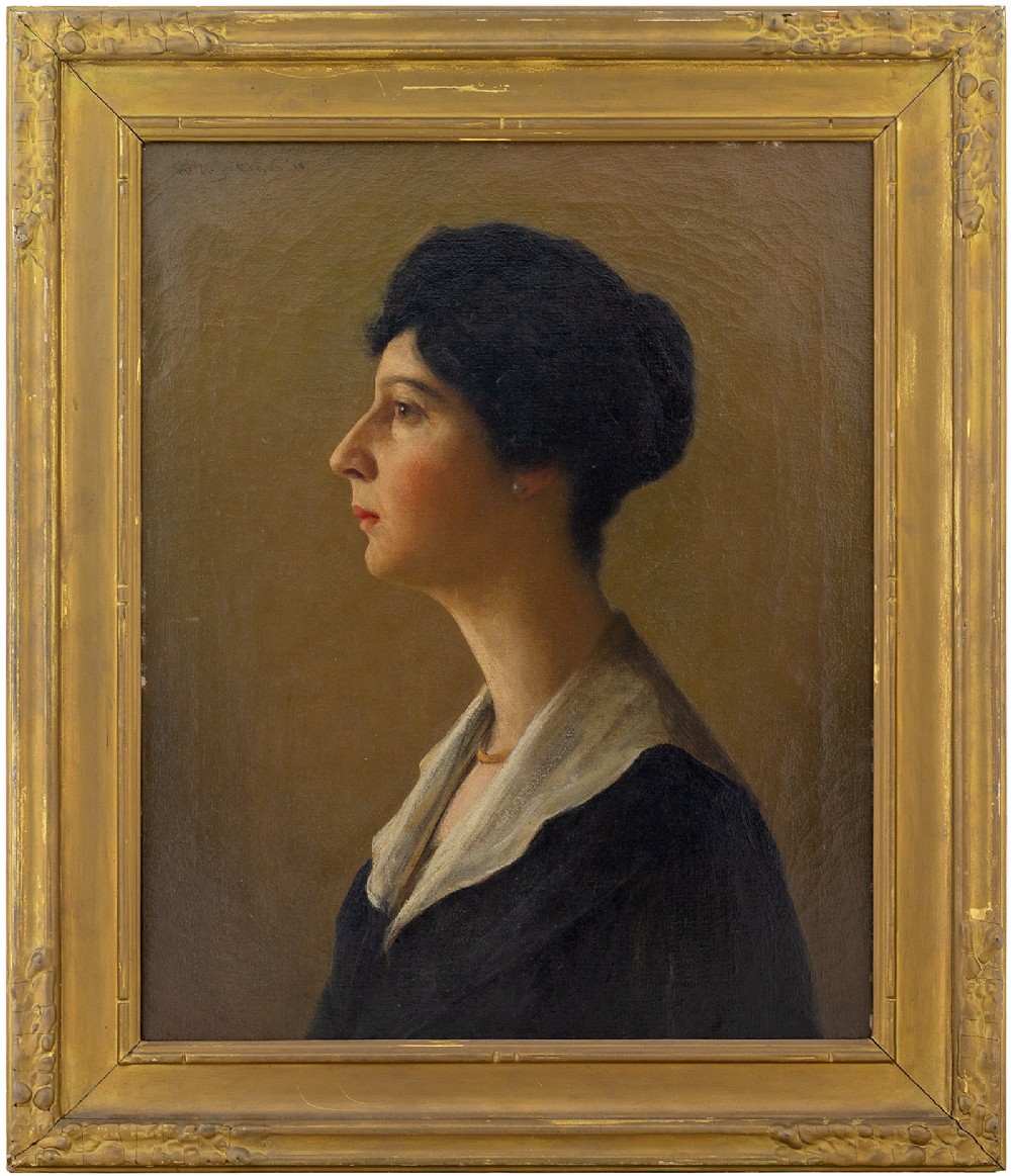 William Anton Joseph Claus, Portrait Of A Lady In Profile, Early 20th-Century Oil Painting