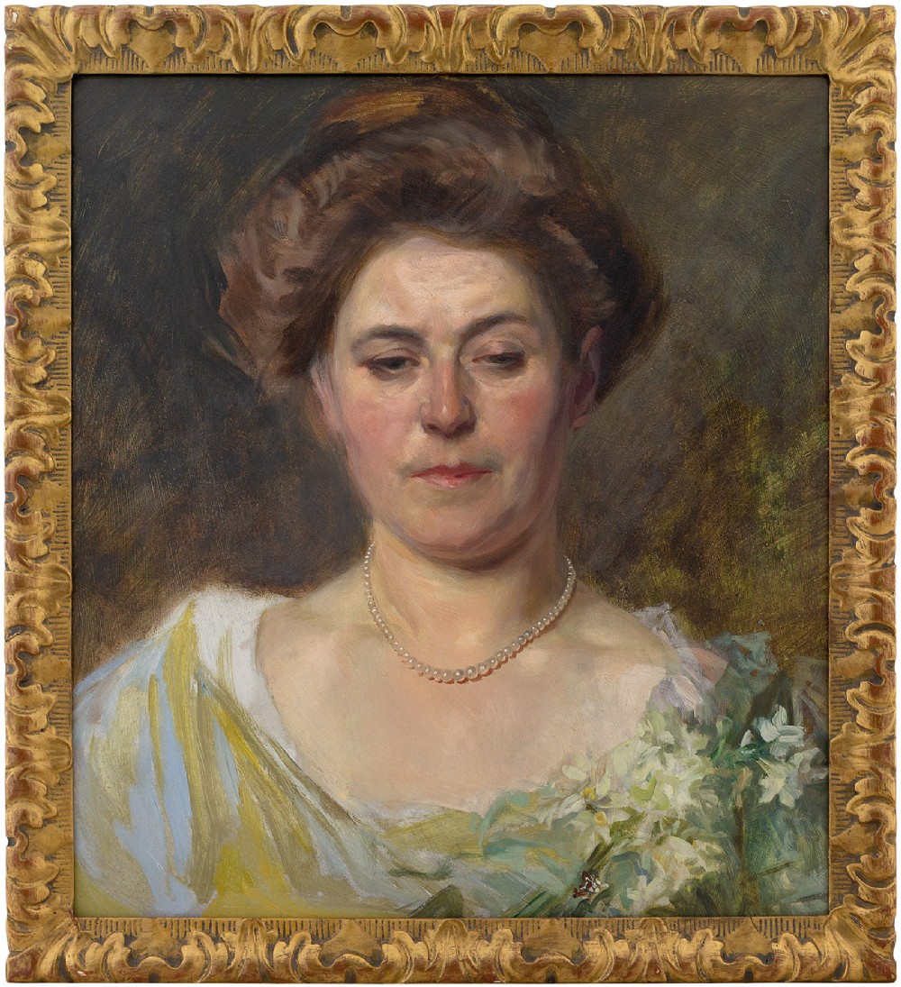 Josef Jungwirth, Sketch With Olivia In A Green Dress, Early 20th-Century Swedish School Oil Painting