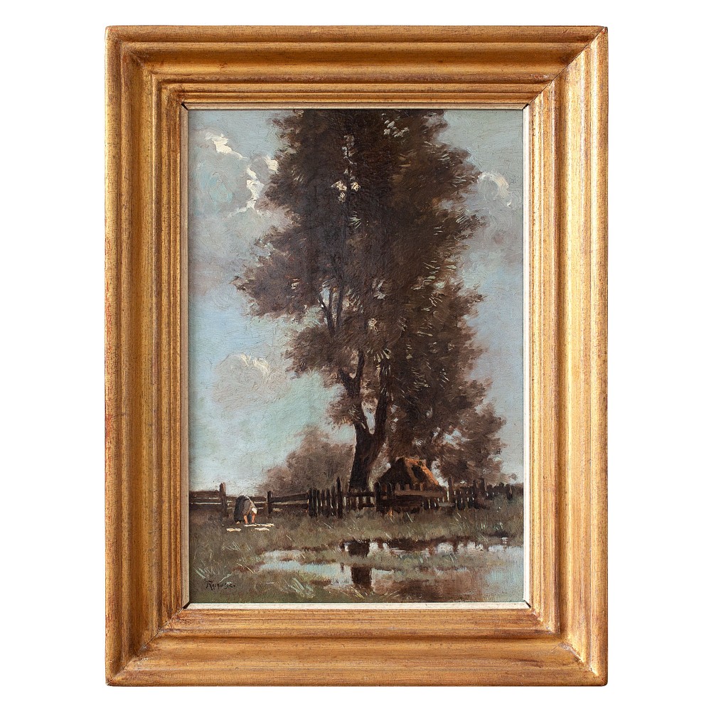 Piet Rackwitsz, Landscape With Farm Building, Dutch Oil Painting, c. 1930