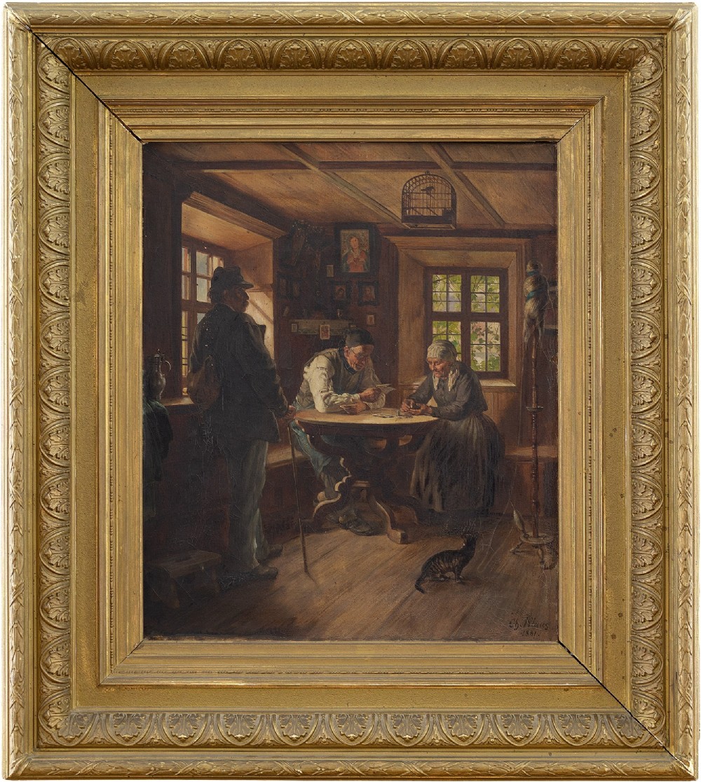 Christian Klaus, The Debtor, 19th Century Genre Scene Painting