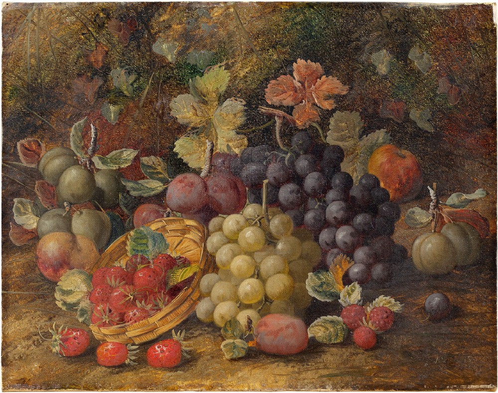 Circle Of George Clare, Bountiful Still Life Of Fruit, 19th Century Oil Painting