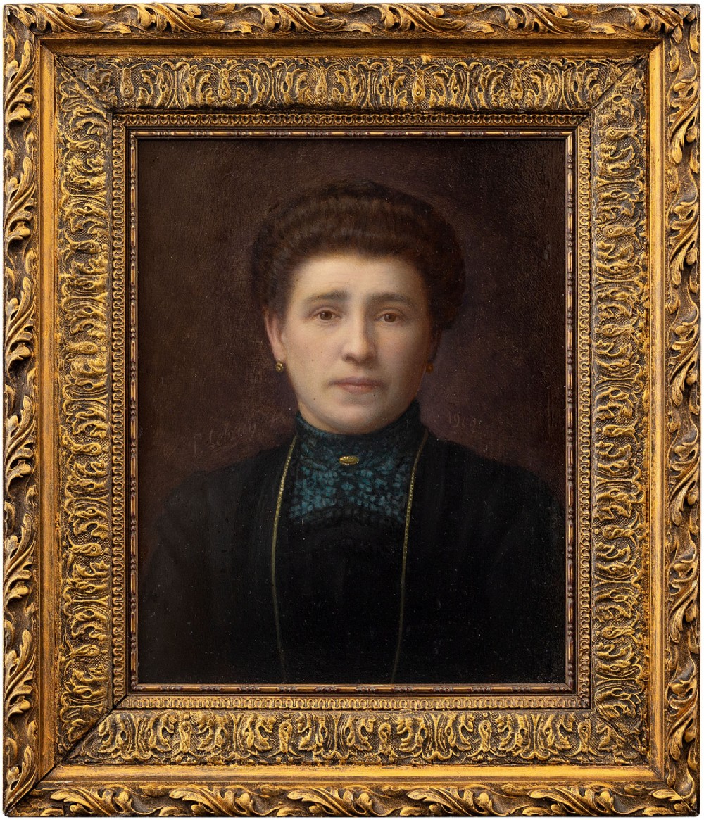 Early 20th-Century French School Portrait Of A Lady, Antique Oil Painting