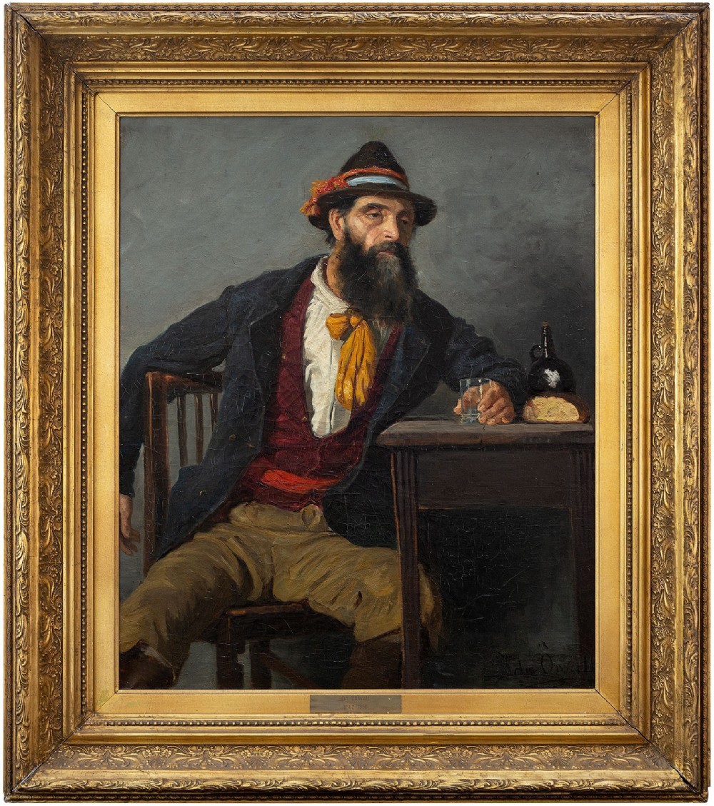 Ida Orvall, Portrait Of A Gentleman At A Table, 19th-Century Antique Oil Painting