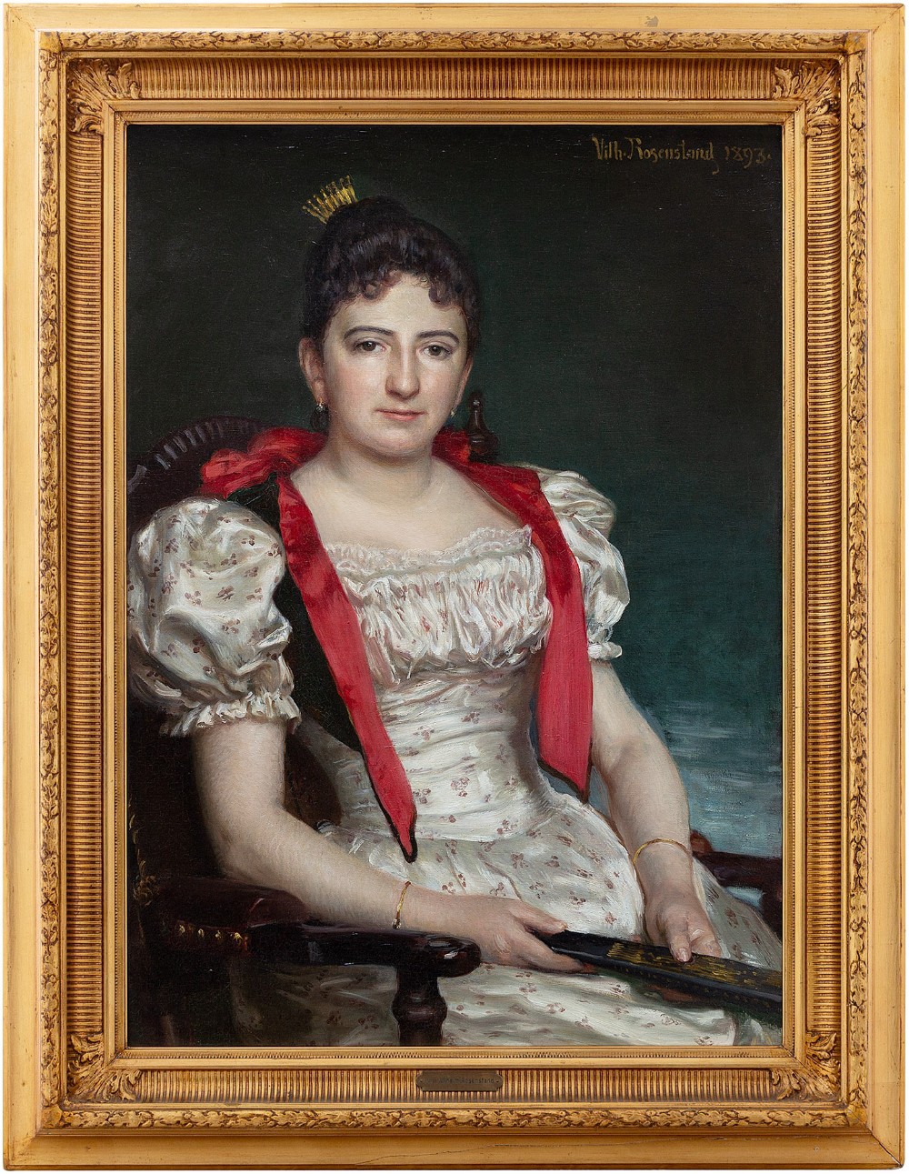 Vilhelm Jacob Rosenstand, Portrait Of A Lady, 19th-Century Antique Oil Painting