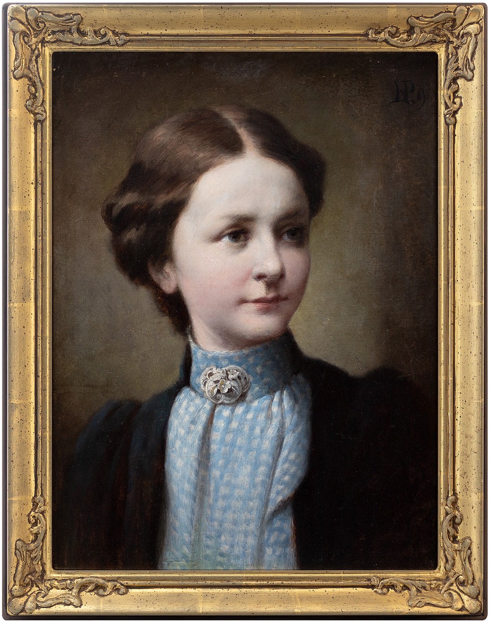 Heinrich Karl Von Pechmann, Portrait Of A Young Lady, Antique Oil Painting