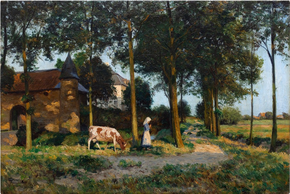 Wilhelm Fritzel, Under The Oaks, Impressionist Landscape Oil Painting