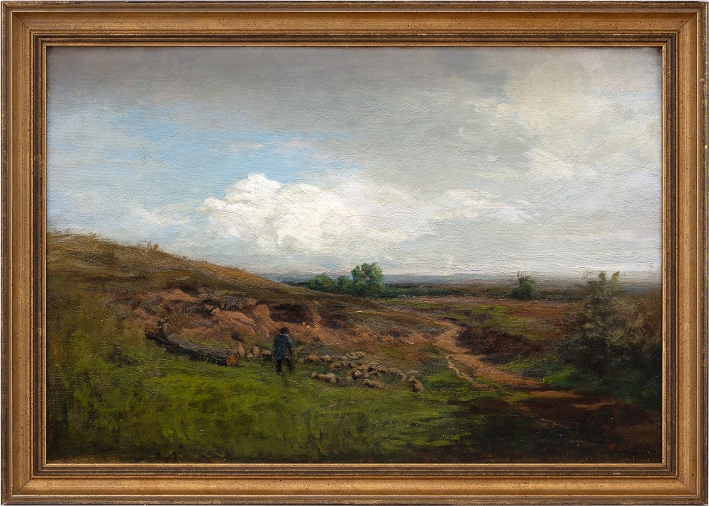 Wilhelm Jett, Impressionist Pastoral Scene, 19th-Century Antique Landscape Painting