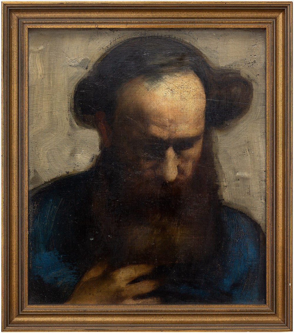 Josef Huber-Feldkirch, Study Of A Man, 19th-Century Antique Portrait Painting