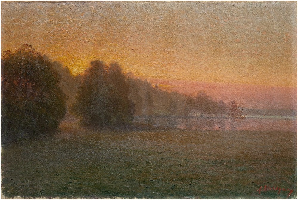 Anders Wahlgren, Evening Landscape With Sunset, 19th Century Oil Painting