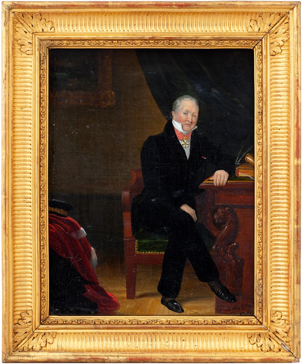 Pierre Lecomte, Interior Scene With Lawyer, 19th Century Antique Oil Painting