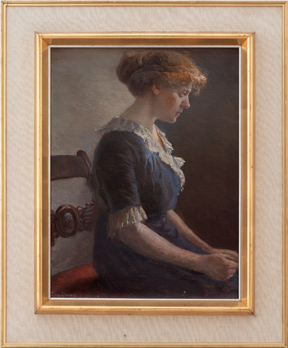 Olaf Simony Jensen, Portrait Of A Seated Woman, 1920s Oil Painting