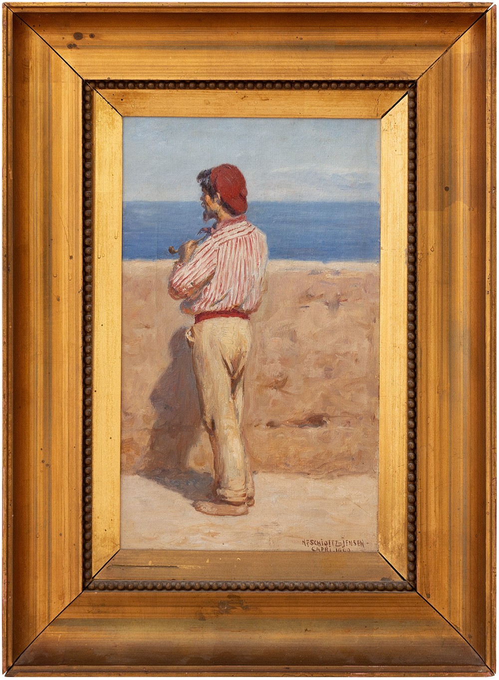 Niels Frederik Schiottz-Jensen, Capri, Antique Oil Painting