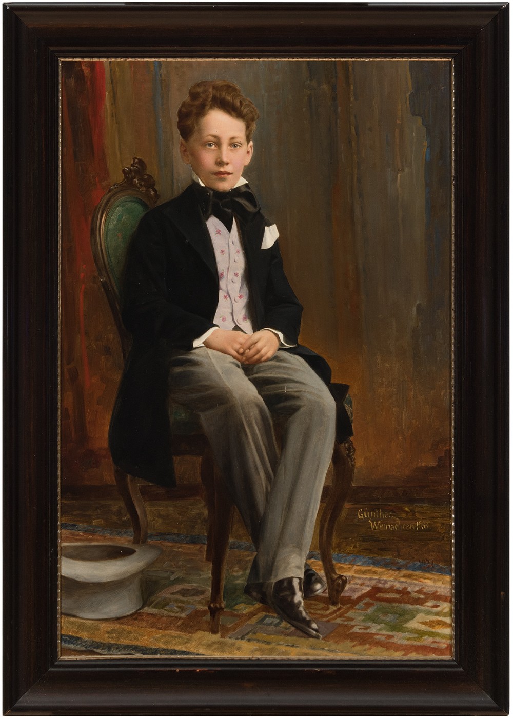 Early 20th-Century German School Portrait Of A Boy, Antique Painting