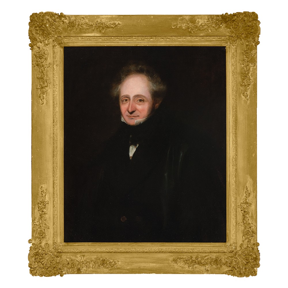 Mid-19th-Century Portrait Of A Gentleman, Antique Oil Painting