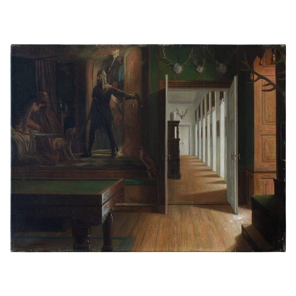Christian Tilemann-Petersen, Interior Scene From Glorup Manor, Denmark, Oil Painting