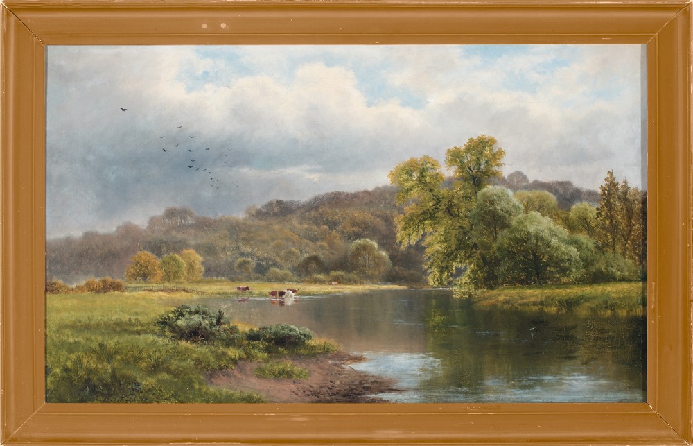 William Reed, The River Trent Near Donnington, Leicestershire, Antique Oil Painting