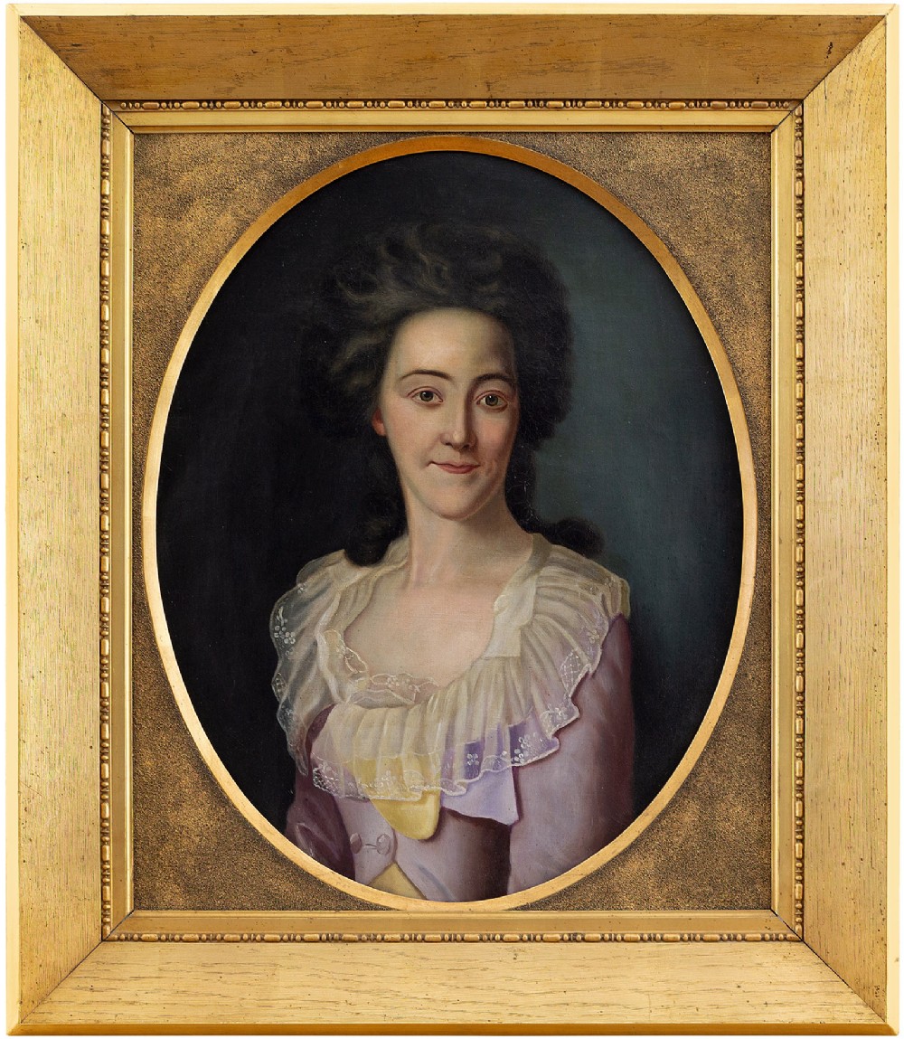 Late 18th-Century Danish School Portrait Of A Lady, Antique Oil Painting