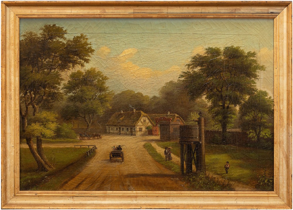 Provincial 19th-Century Landscape Painting, Dyrehaven, Denmark, Antique Oil Painting