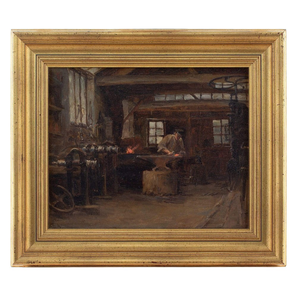English School, The Blacksmith’s Forge - Antique Oil Painting