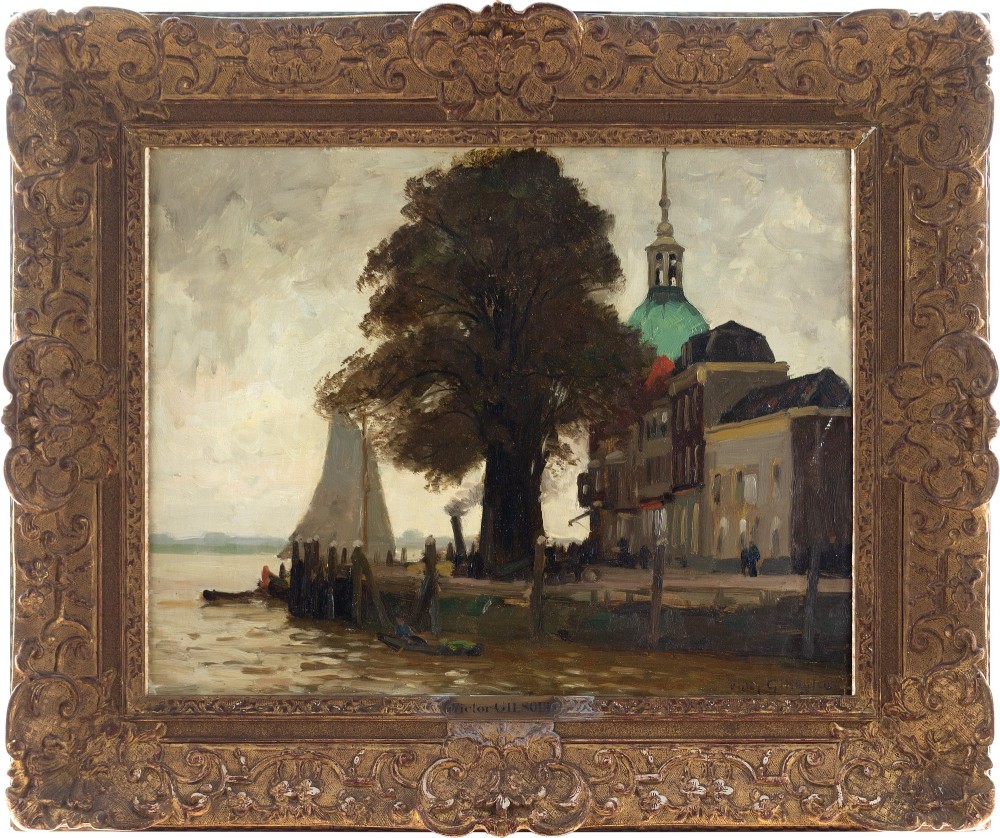 Victor Gilsoul, Bord De Fleuve - Antique Oil Painting