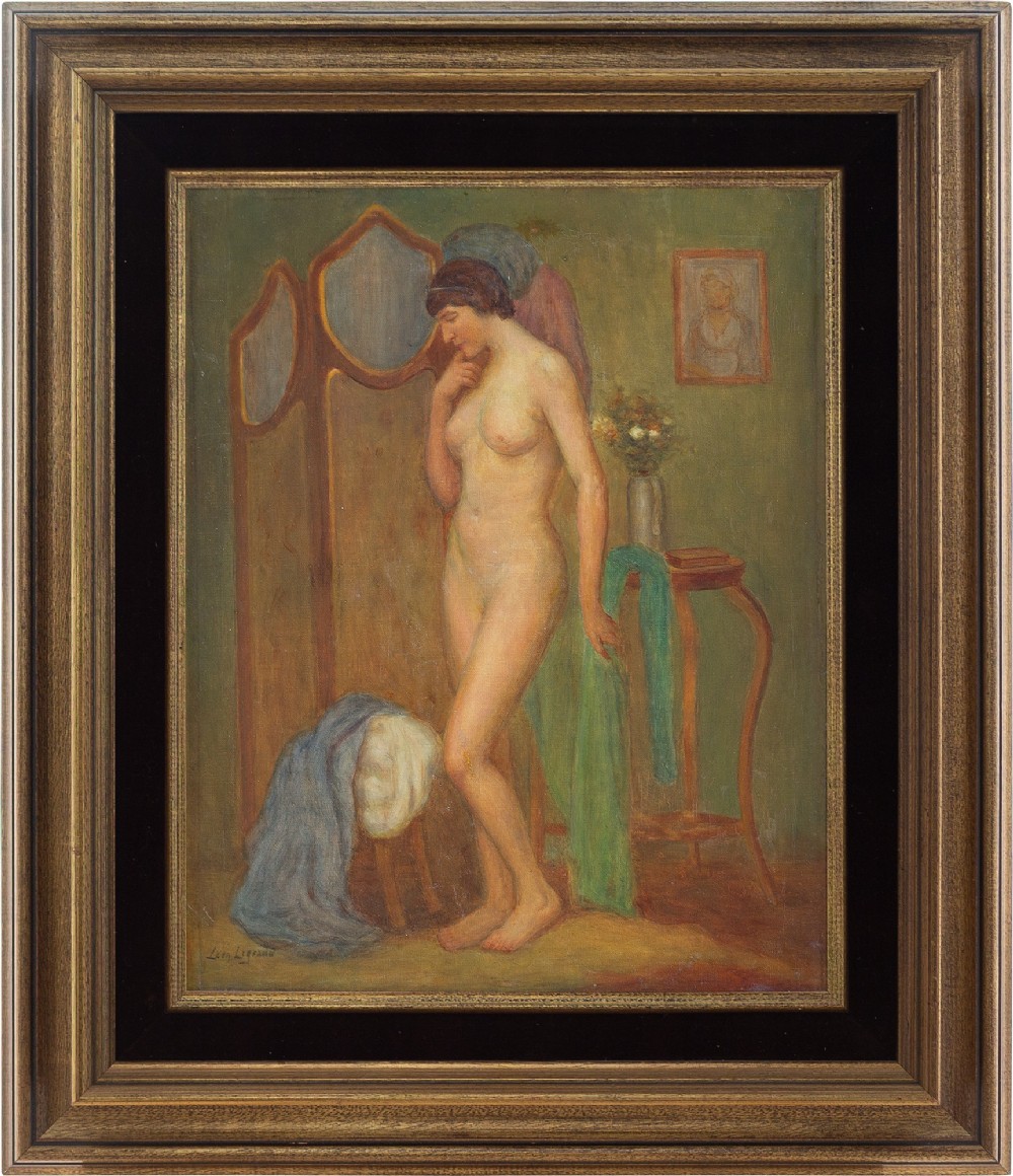 Léon Legrand, Portrait Of A Standing Nude - Oil Painting 