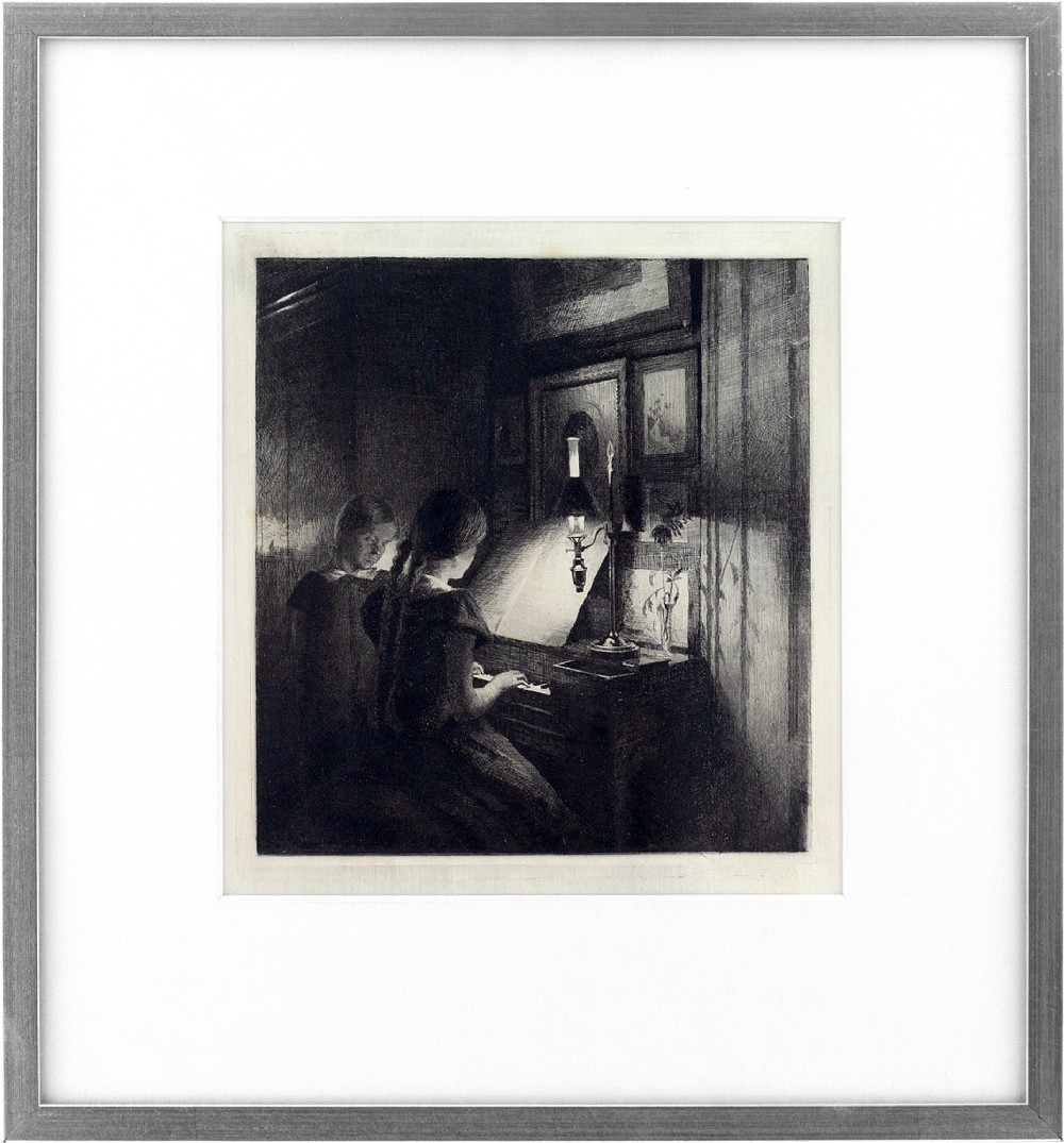 Peter Ilsted, Piano Lesson - Antique Etching