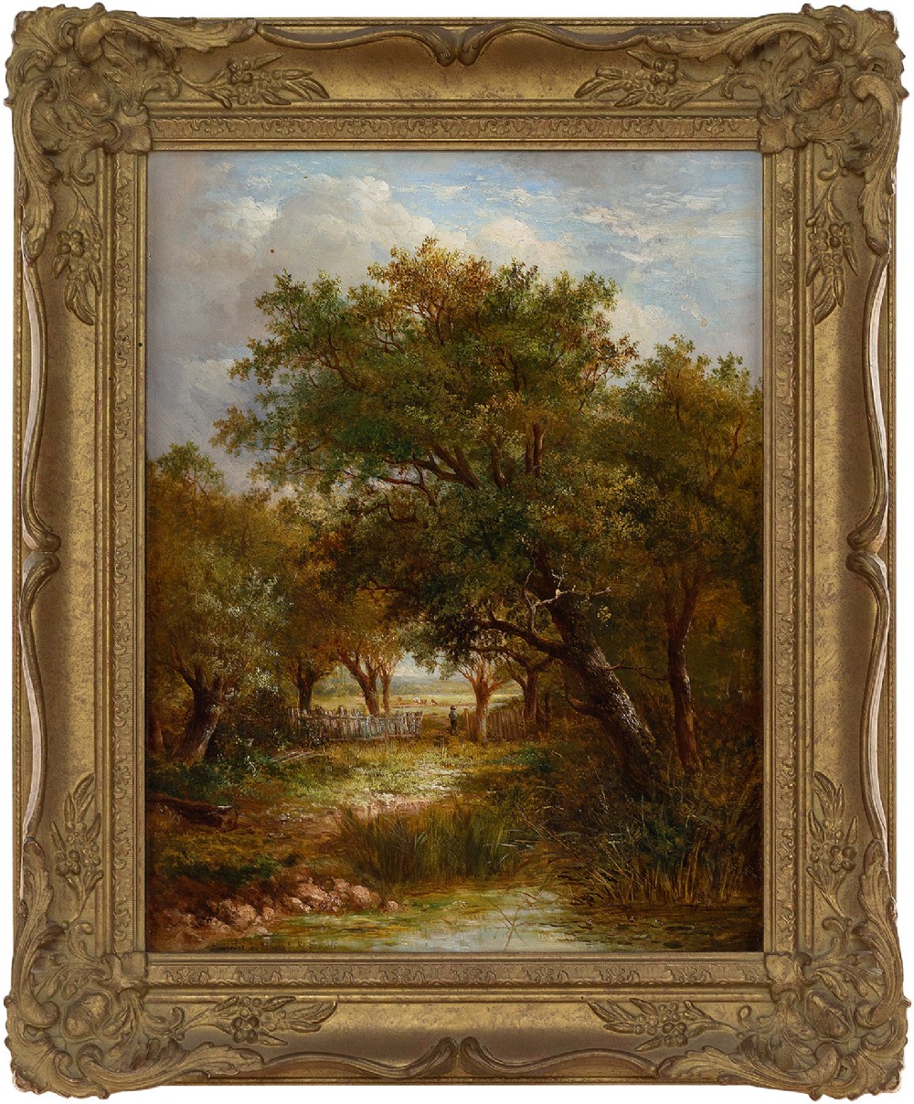 Joseph Thors, Rural Landscape With Riverbank - Antique Painting 