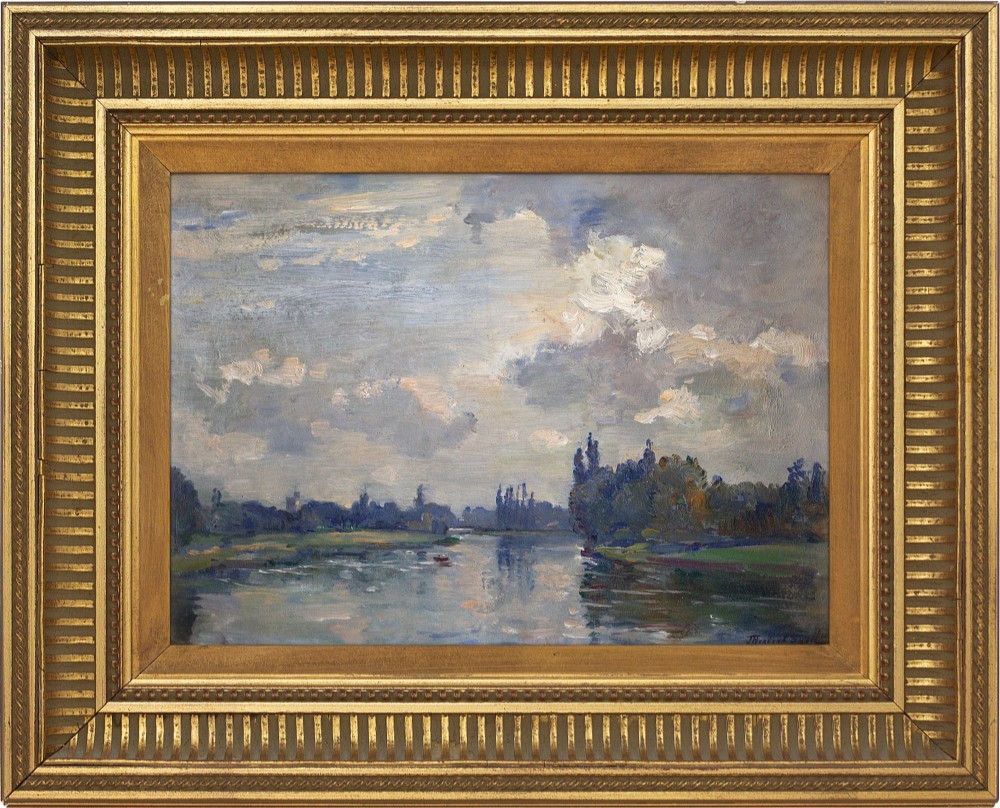 James Herbert Snell, Bray Church On Thames - Antique Oil Painting 