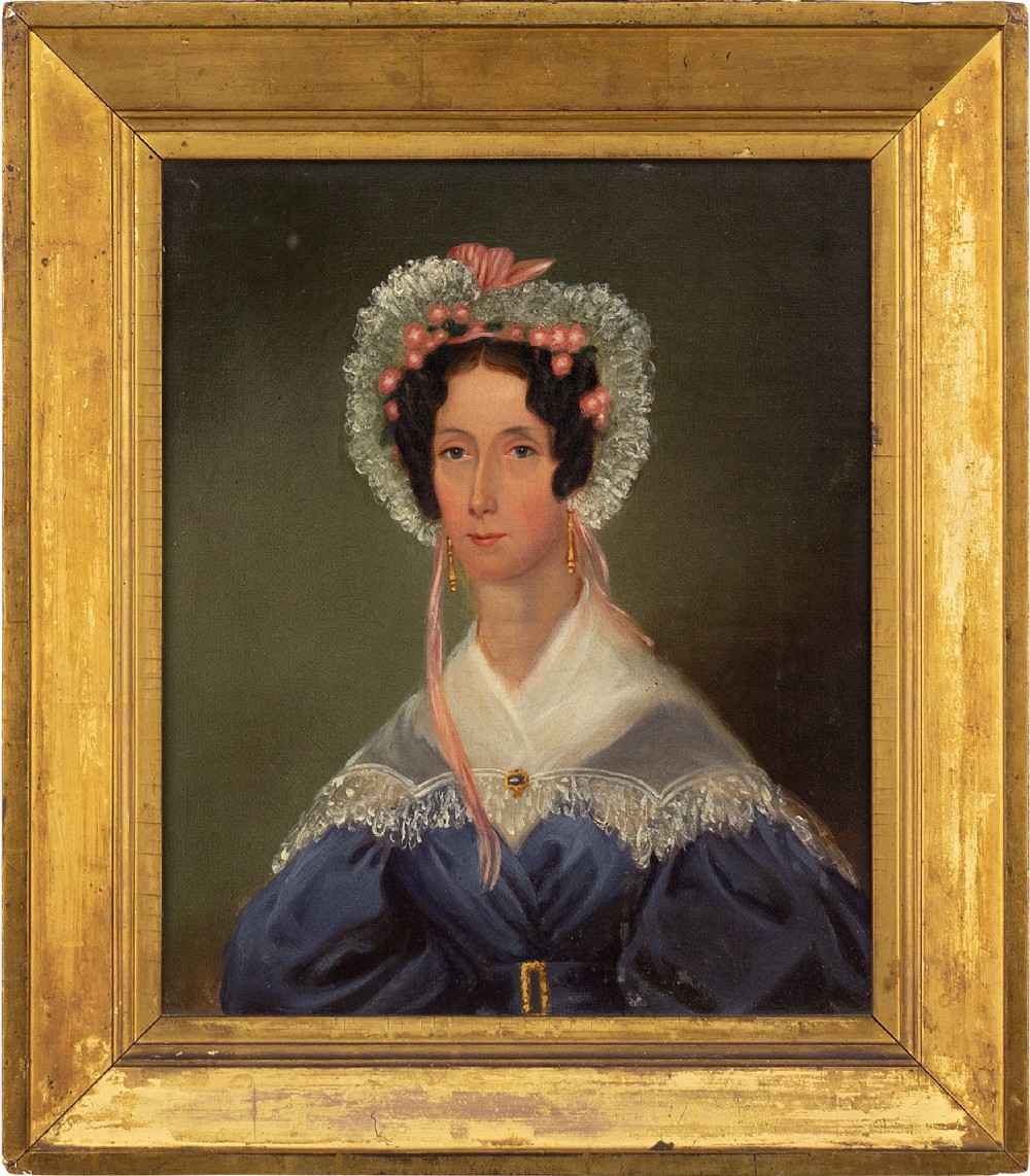 19th-Century English School Portrait Of A Lady - Antique Oil Painting 